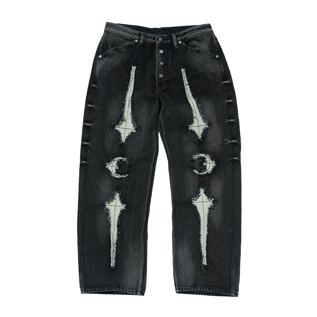 THUG CLUB - TC Bone Leather Denim Pants