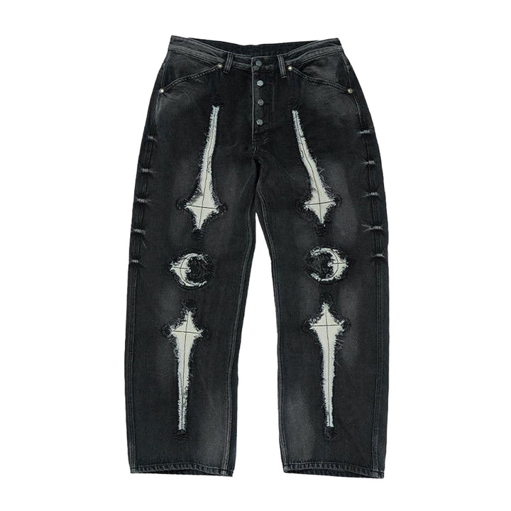 THUG CLUB - TC Bone Leather Denim Pants