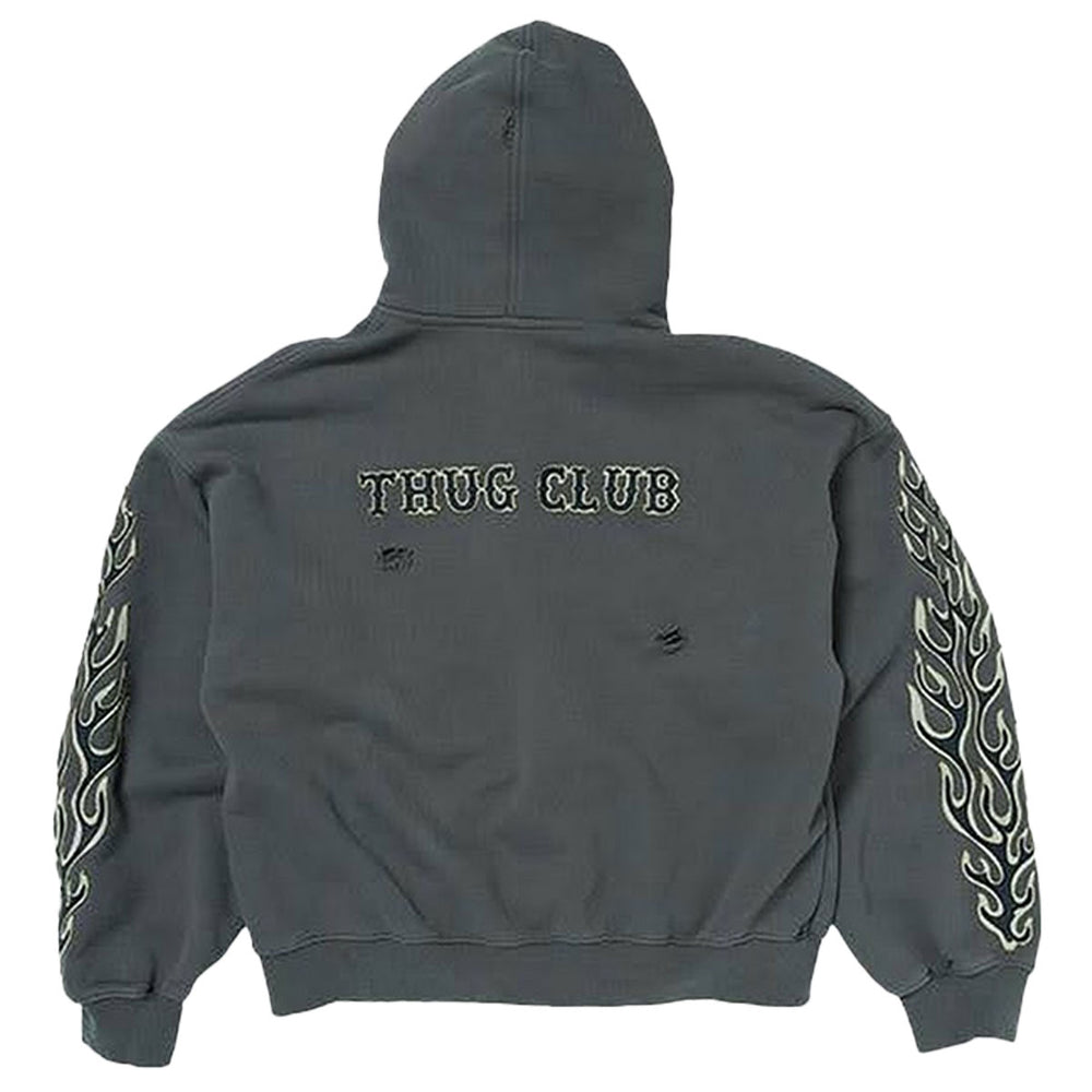 THUG CLUB - Leather Flame Hoodie Zip-Up