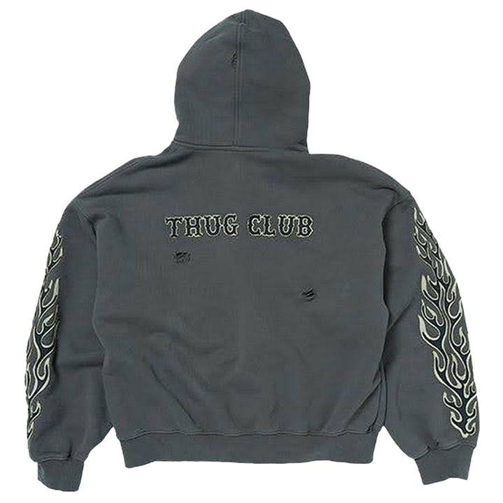THUG CLUB - Leather Flame Hoodie Zip-Up
