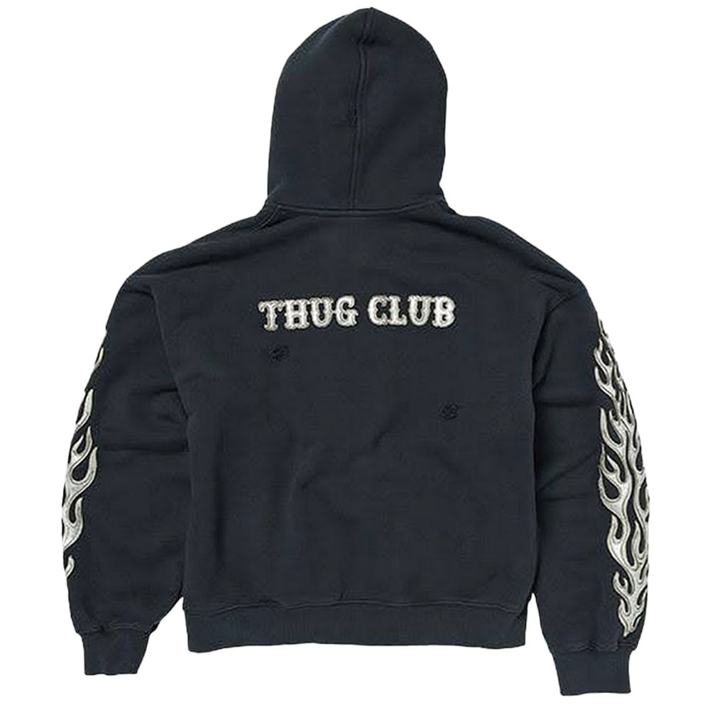 THUG CLUB - Leather Flame Hoodie Zip-Up
