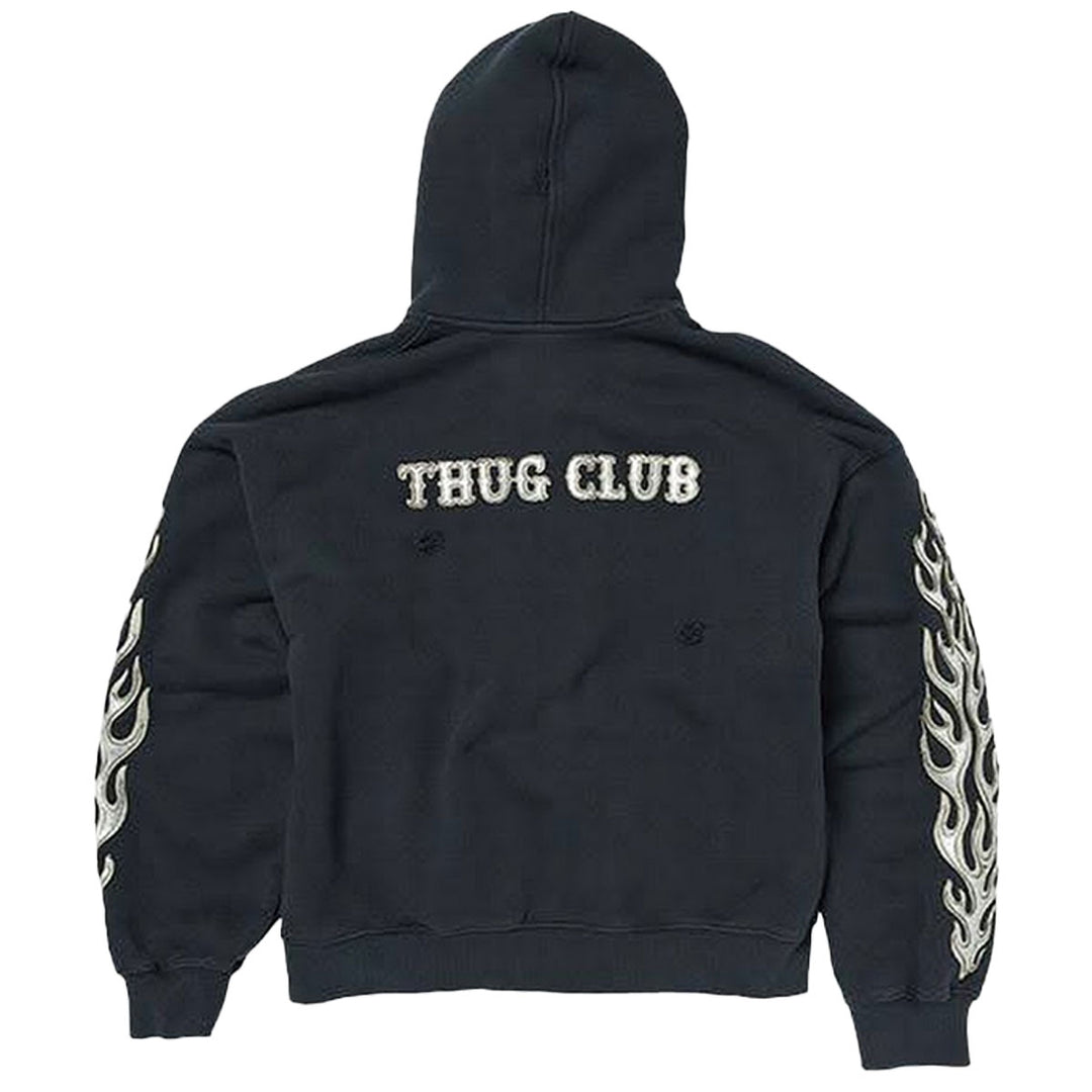 THUG CLUB - Leather Flame Hoodie Zip-Up