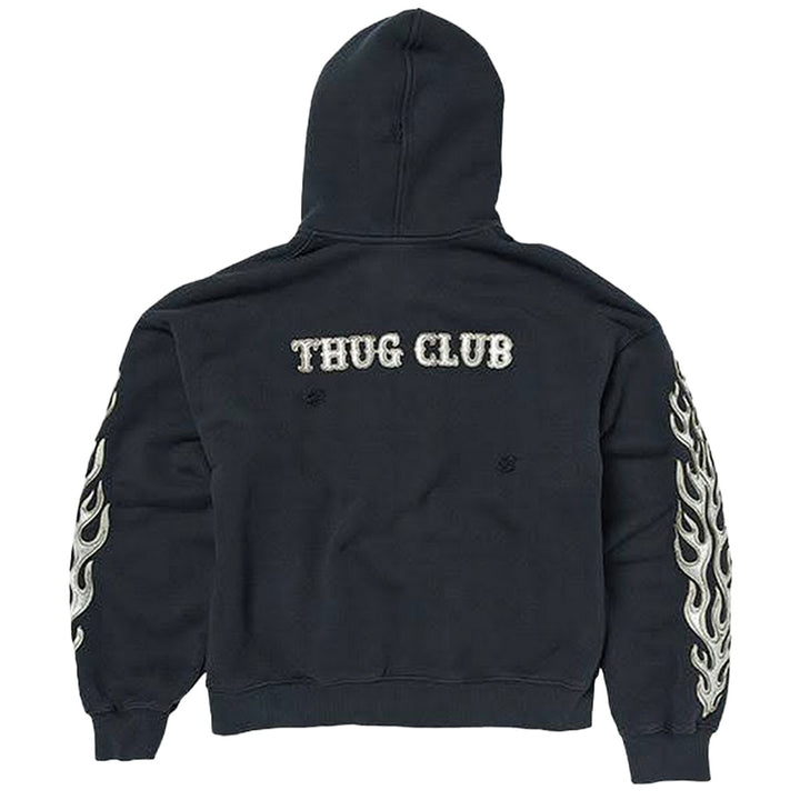 THUG CLUB - Leather Flame Hoodie Zip-Up