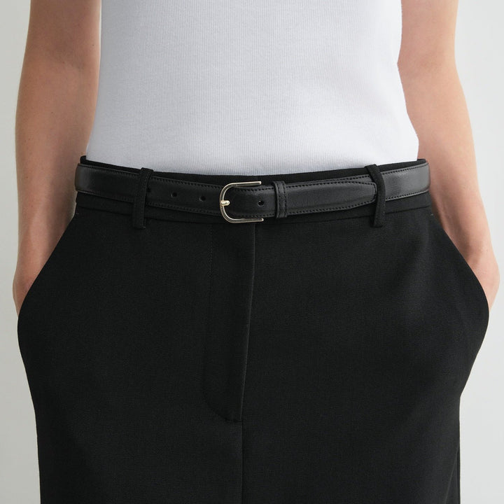 TOTEME - Slim leather trouser belt black