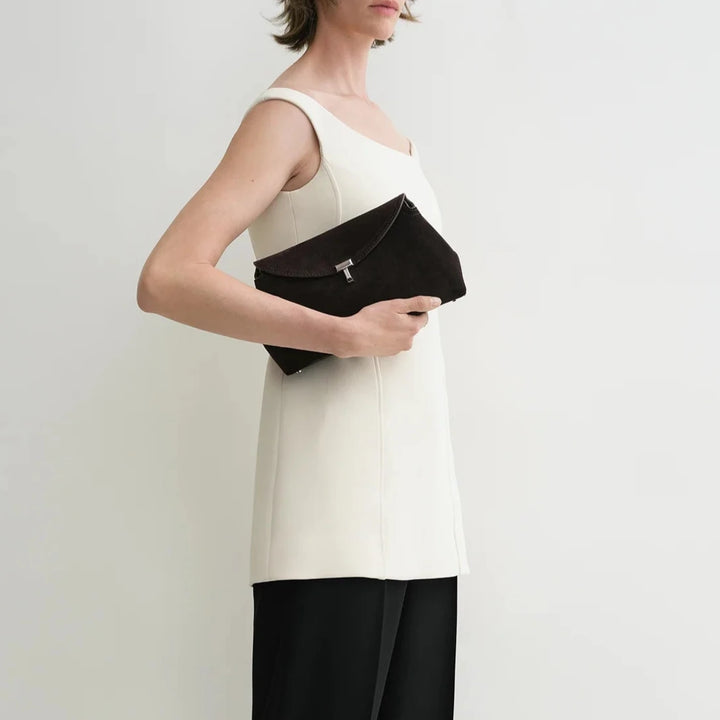 TOTEME - T-Lock clutch espresso