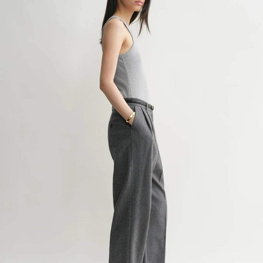 Curved rib tank grey melange