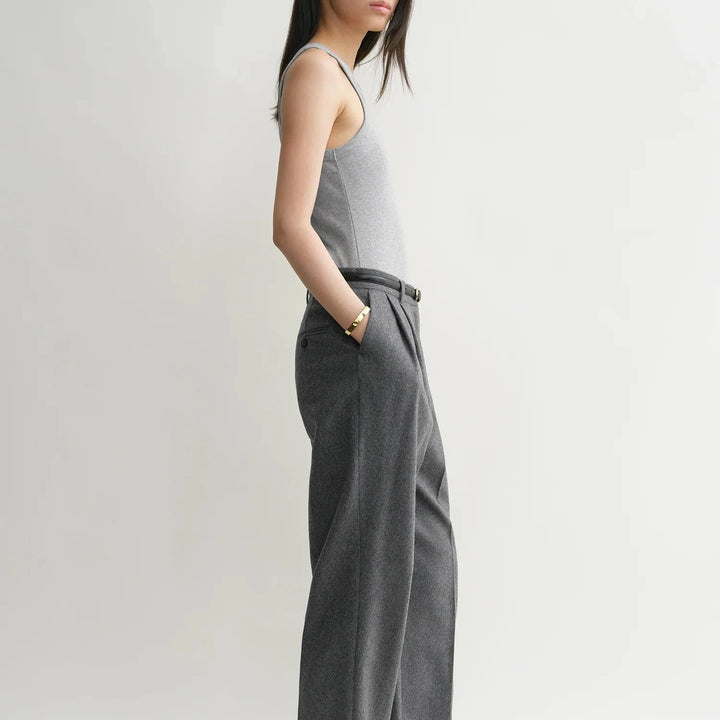 CURVED RIB Tank Grey Melange