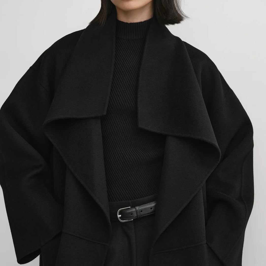 Signature wool cashmere coat black