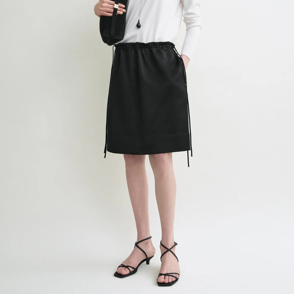 TOTEME - Drawstring satin mini skirt