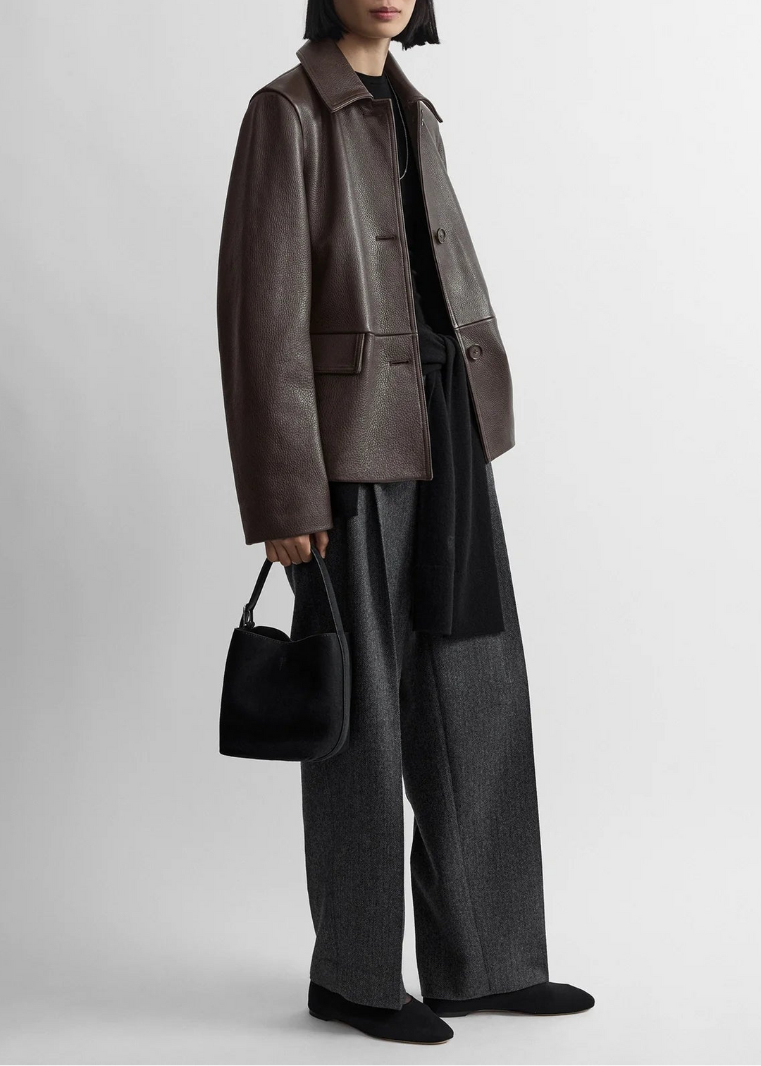 Small Belted suede tote