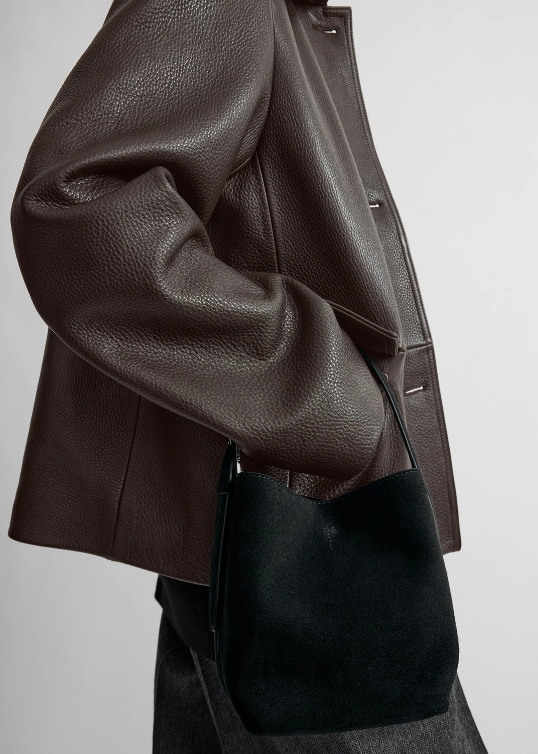 Small Belted suede tote