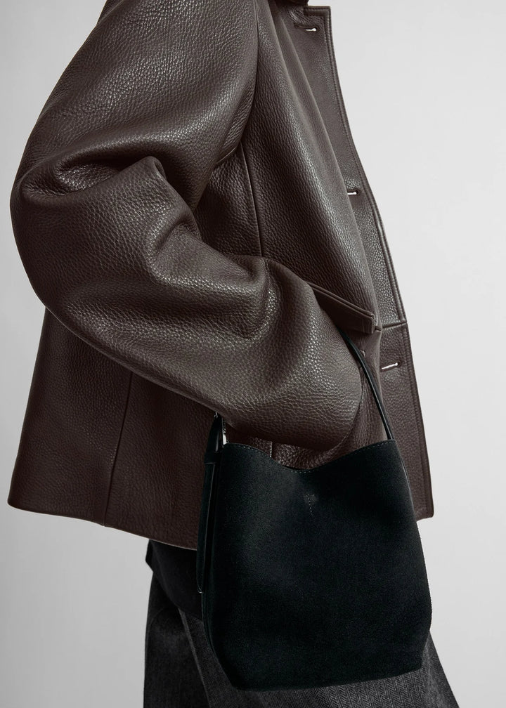 Small Belted suede tote