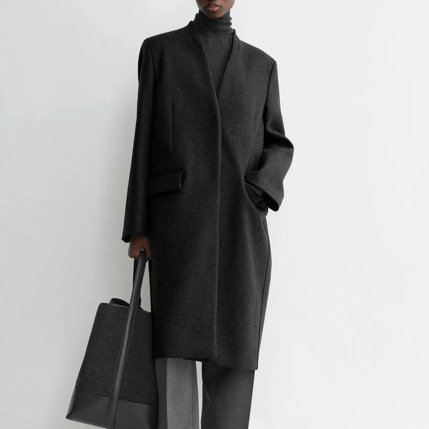 ☘️人気新作 新品♡ Toteme トーテム ダークグレーウールコート♡　110 TOTEME (トーテム) | Deep pleat coat charcoal melange ロングコート