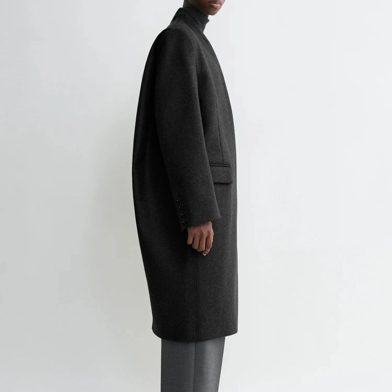 TOTEME (トーテム) | Deep pleat coat charcoal melange ロングコート