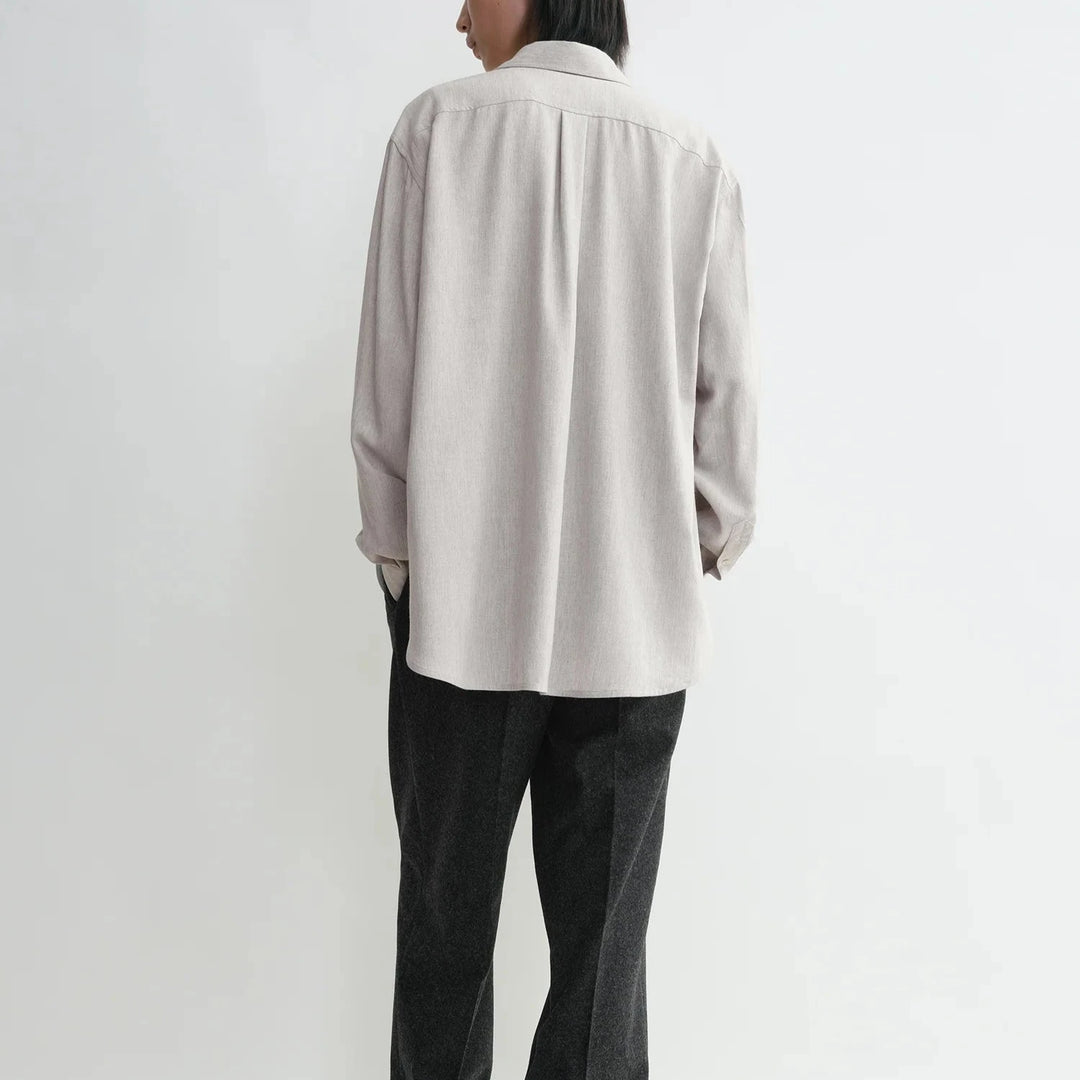 Fluid viscose-blend shirt pale grey mélange