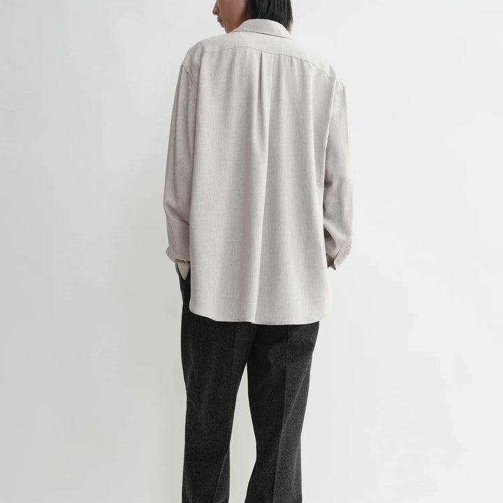 Fluid viscose-blend shirt pale grey mélange