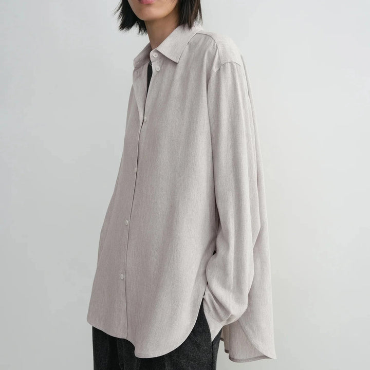 Fluid viscose-blend shirt pale grey mélange