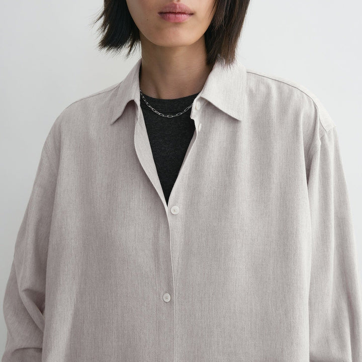Fluid viscose-blend shirt pale grey mélange