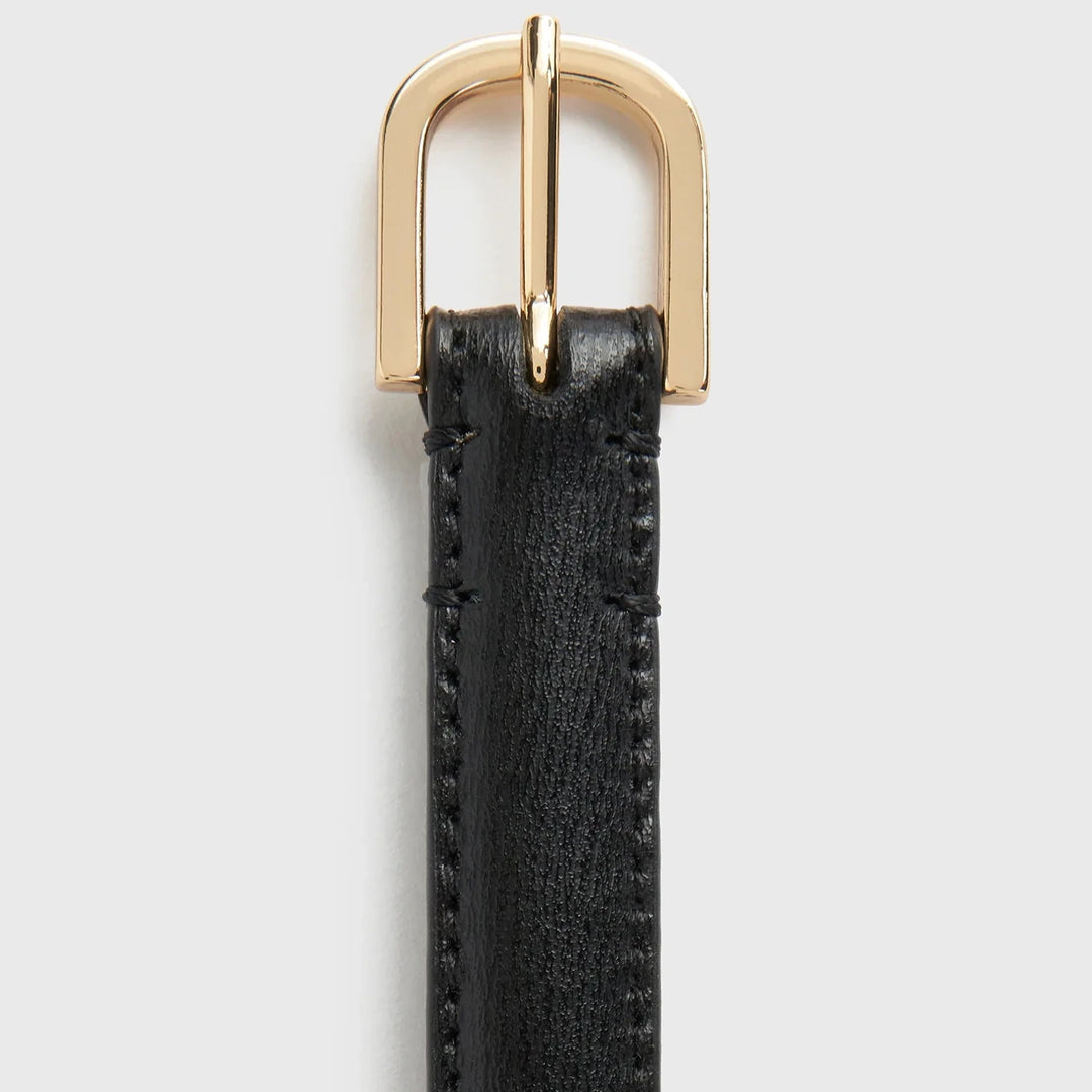 Thin Leather Trouser Belt Black