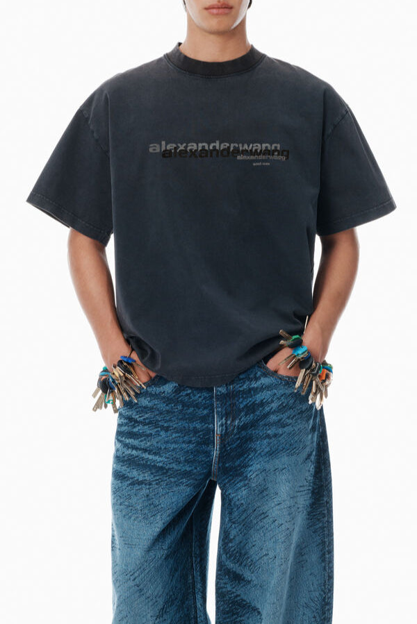 Alexander Wang - ブラック コットンブレンド オーバーサイズ tシャツ