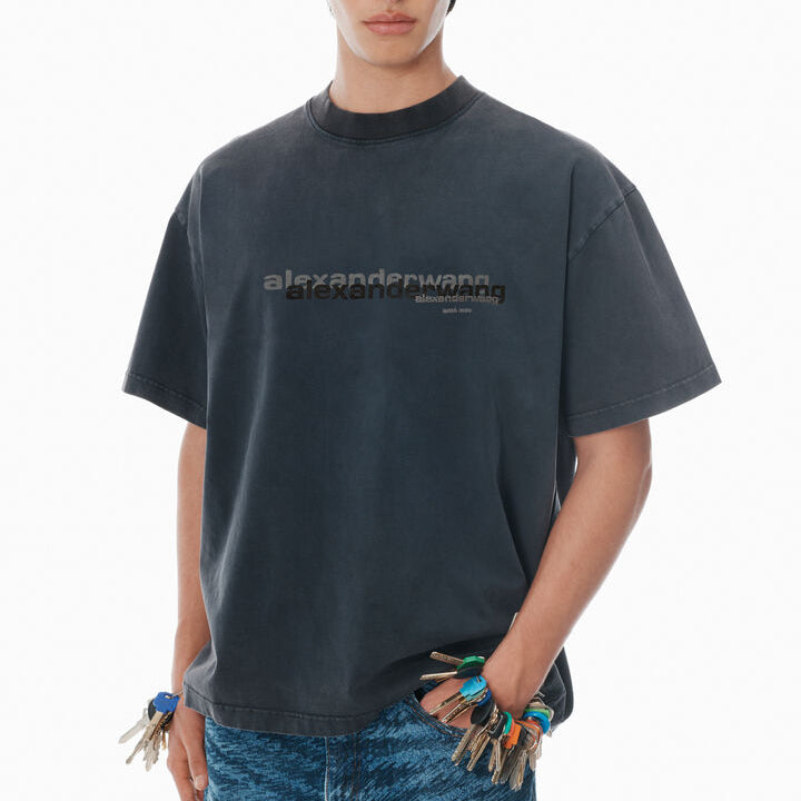 Alexander Wang - ブラック コットンブレンド オーバーサイズ tシャツ