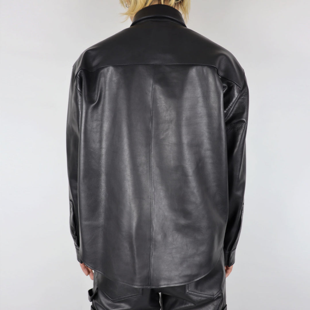 【WHY限定】Dean Leather Affix Shirt in Waxed Baby Calf