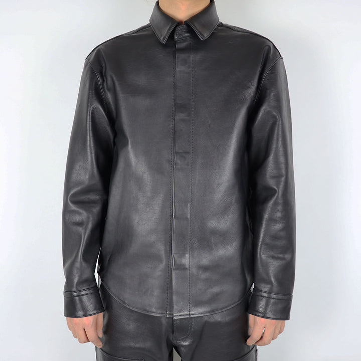 【WHY限定】Dean Leather Affix Shirt in Waxed Baby Calf