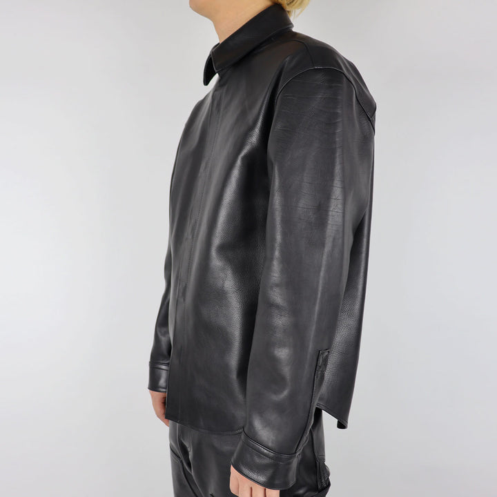 【WHY限定】Dean Leather Affix Shirt in Waxed Baby Calf