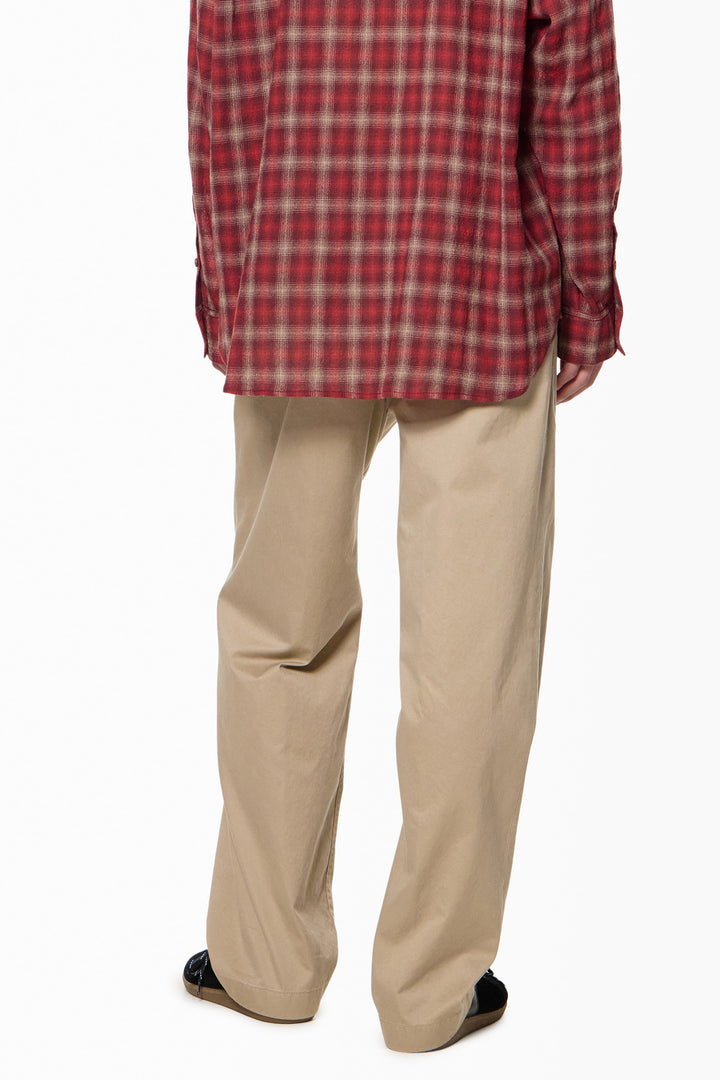 Beige Two-Tuck Cotton Pants