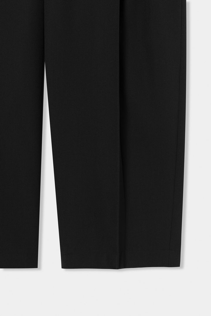 Black Side one-Tuck Wool Pants