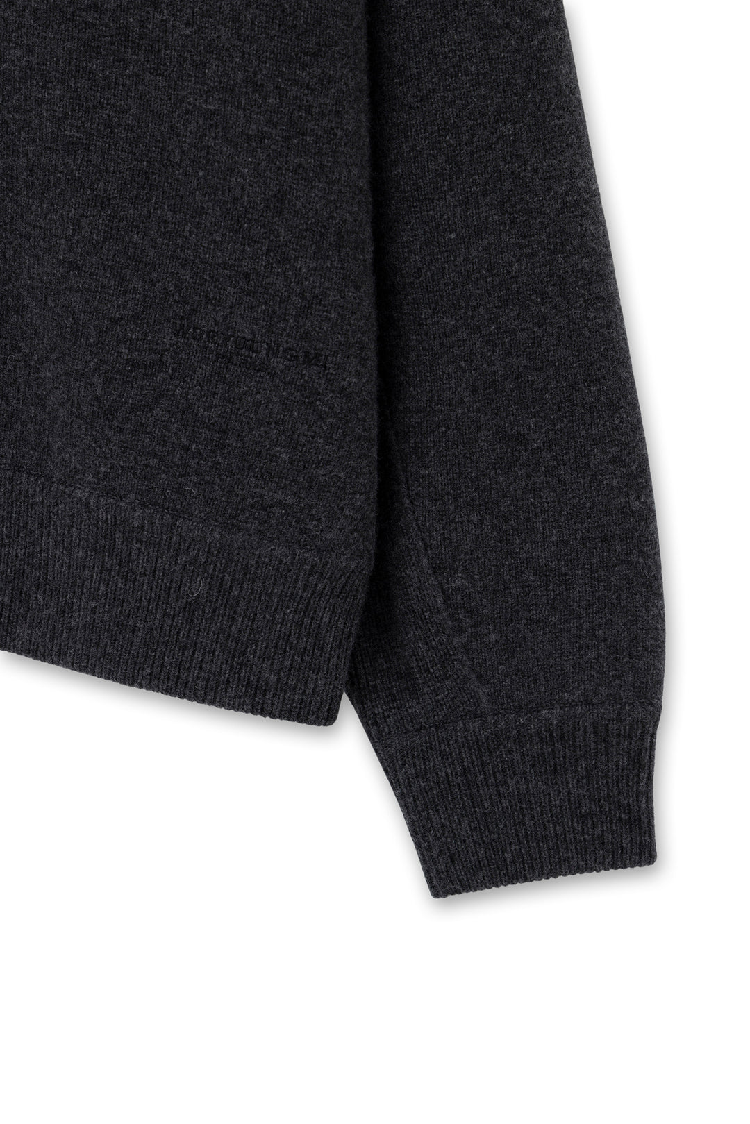 Gray Round Neck Wool Cardigan