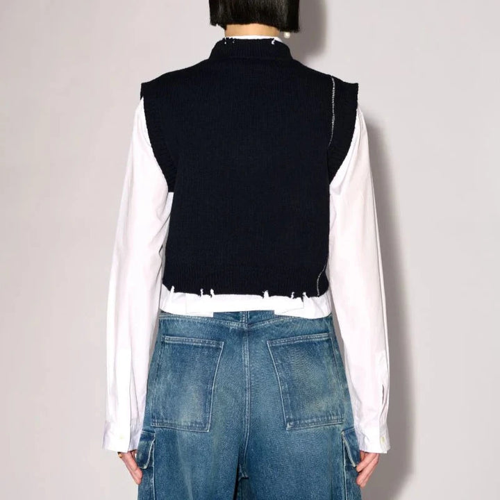 Destroyed Rib V Neck Vest