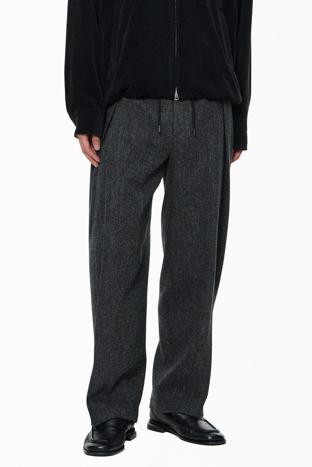 Gray Side one-Tuck Wool Pants