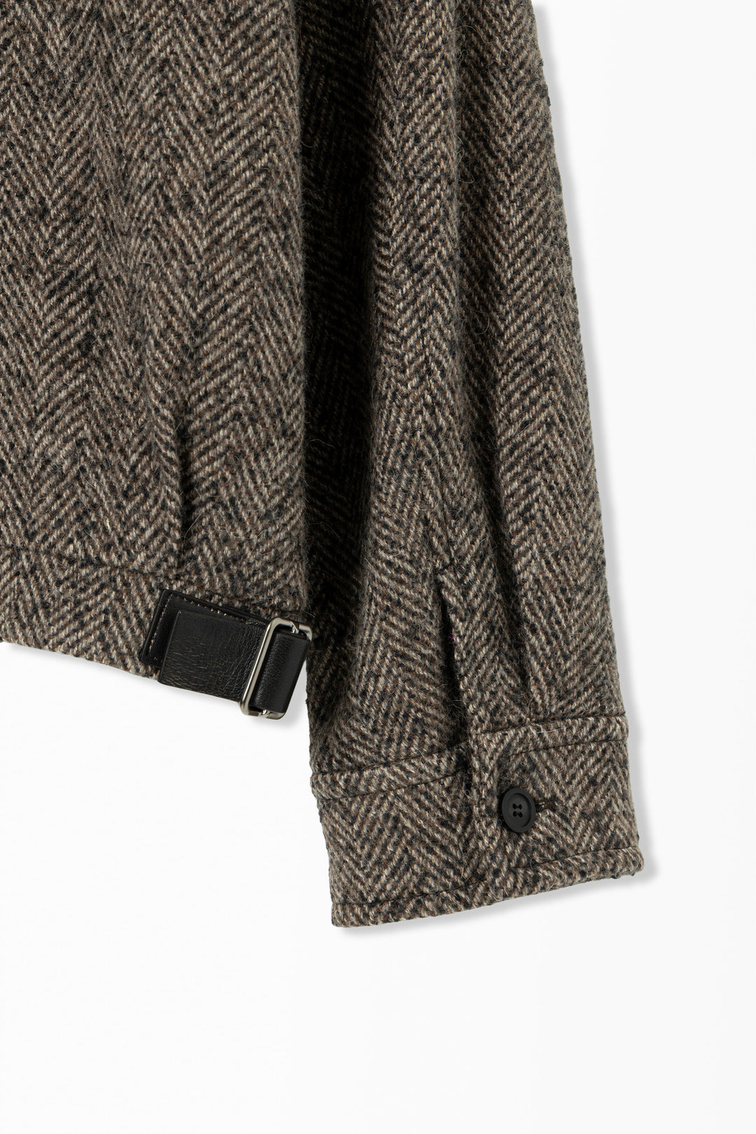 Brown Herringbone Blouson Jacket