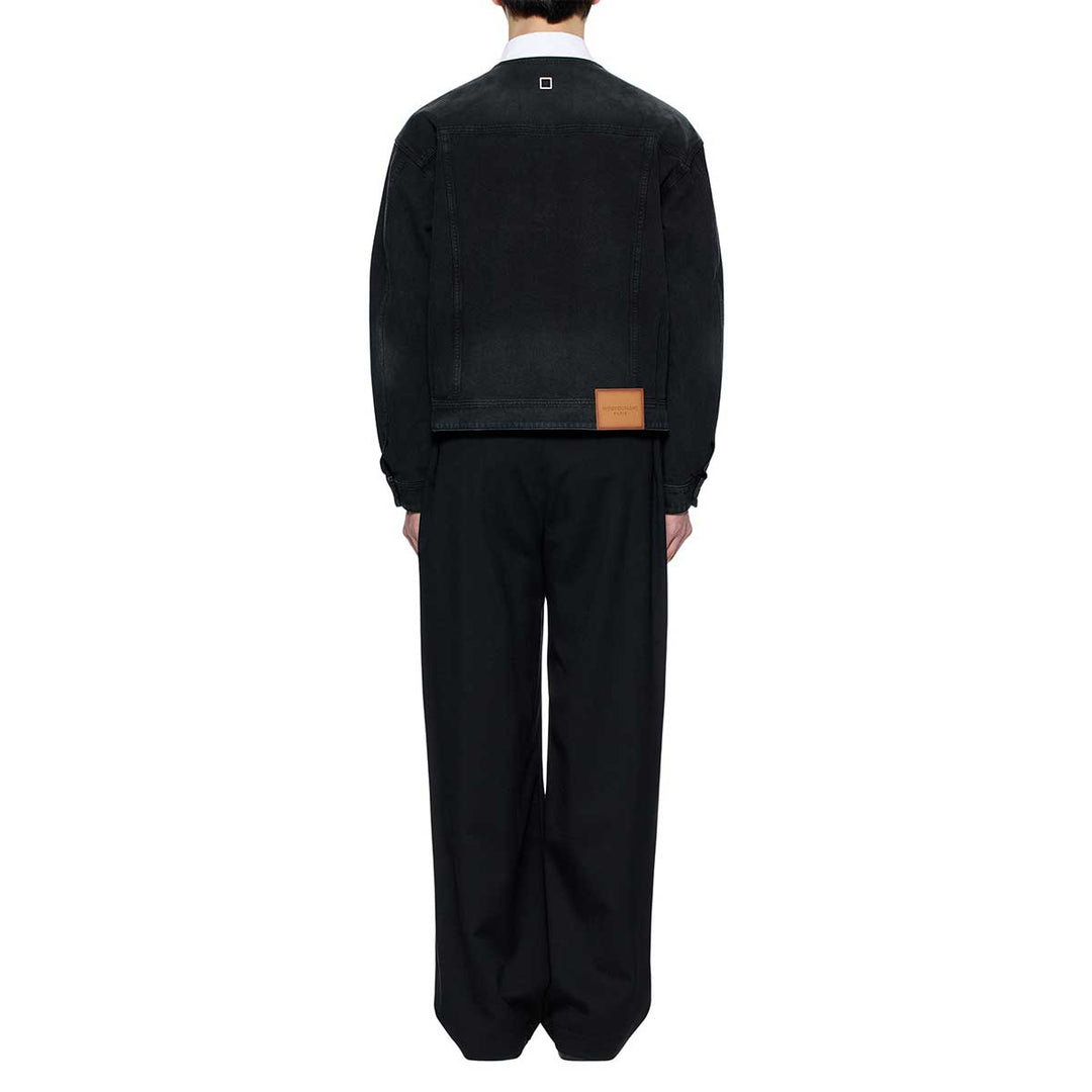 WOOYOUNGMI - Collarless Dyed Denim Jacket