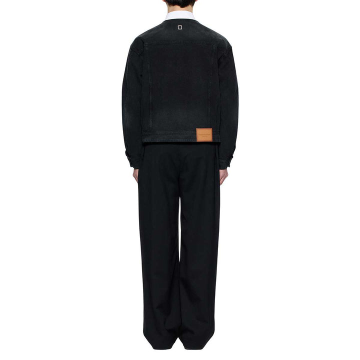 WOOYOUNGMI - Collarless Dyed Denim Jacket