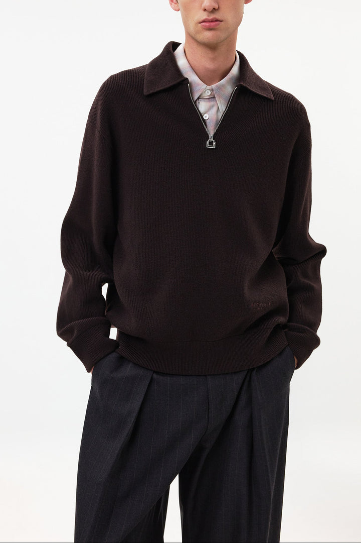 Brown Half-zip Sweater