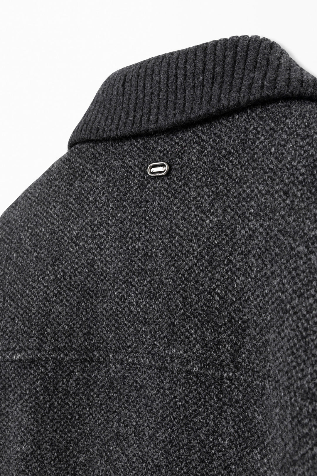 Gray Knit Collared Wool Jacket