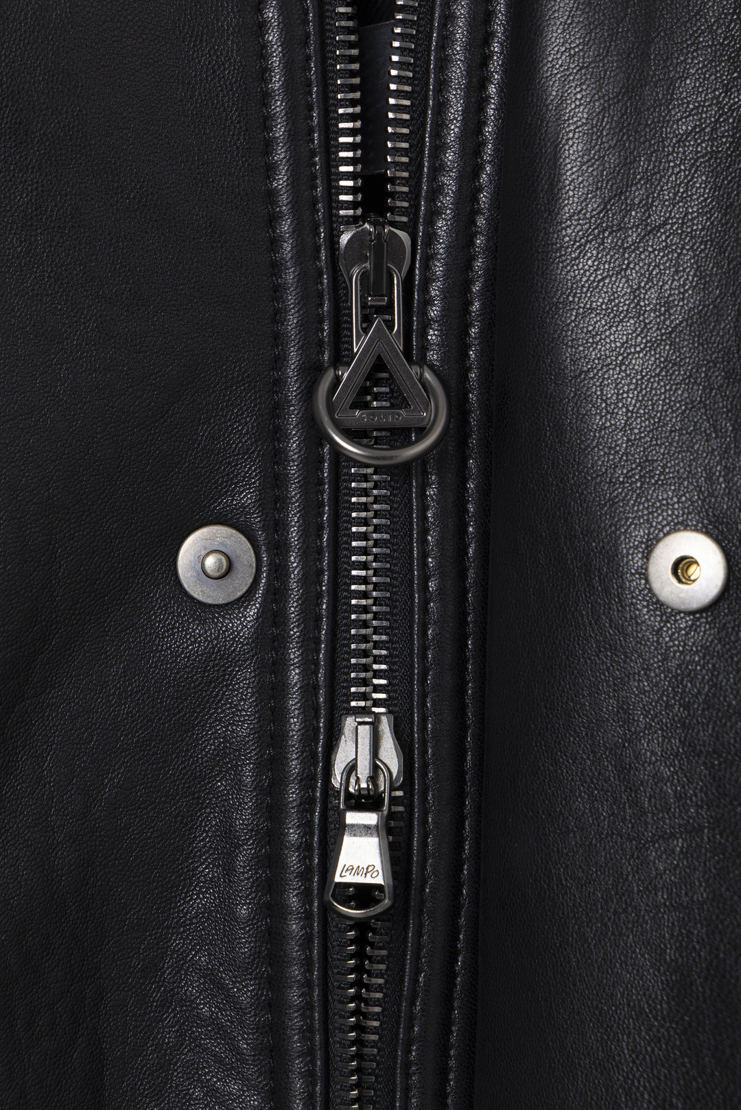 Black Band-Neck Leather Jacket