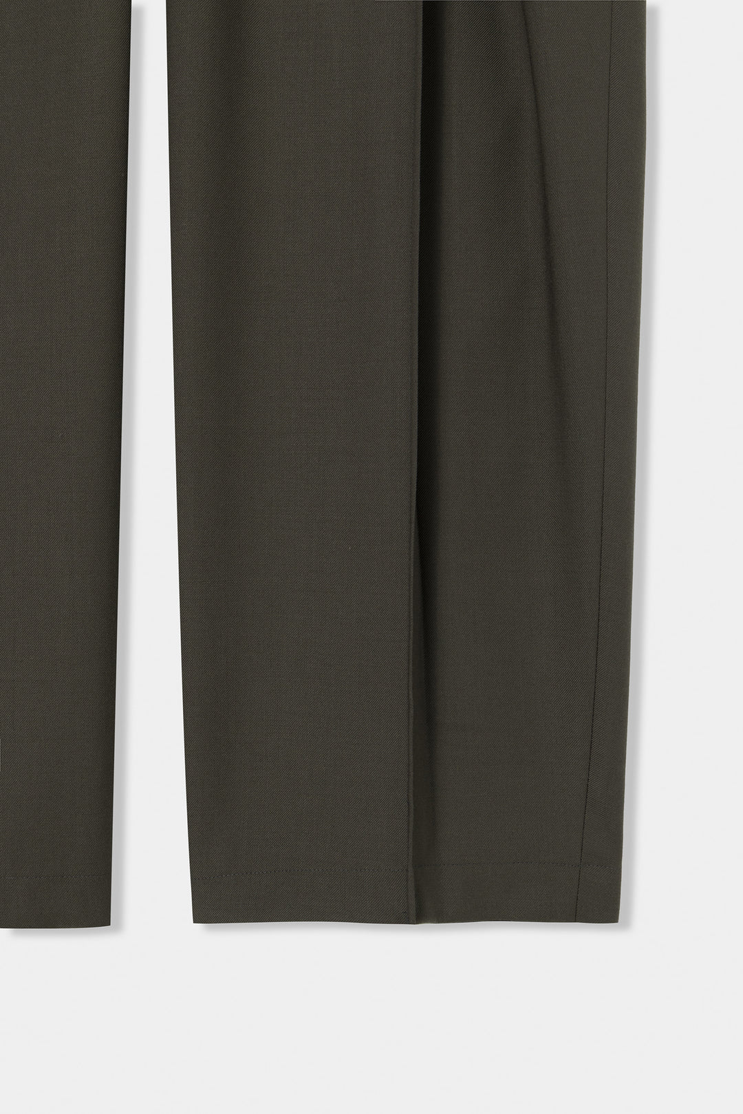 Khaki Wool Single-Pleat Side Pants