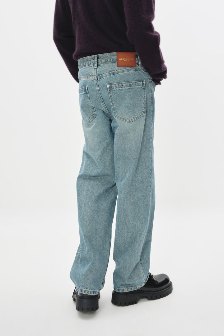 Blue Straight Denim Pants