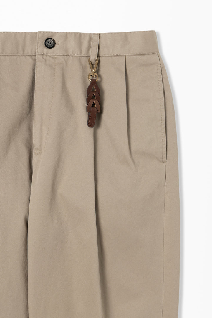 Beige Two-Tuck Cotton Pants