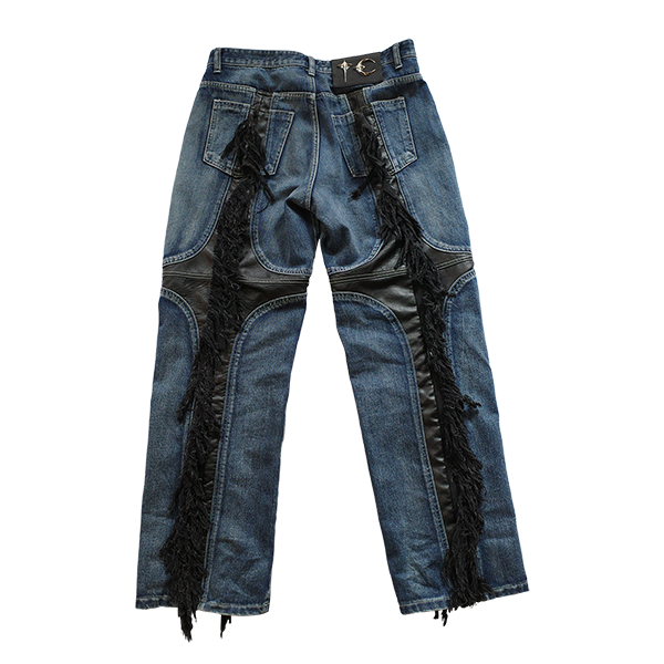 THUG CLUB - Mohican Leather Denim Pants