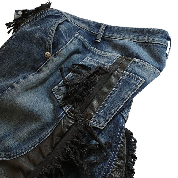 THUG CLUB - Mohican Leather Denim Pants
