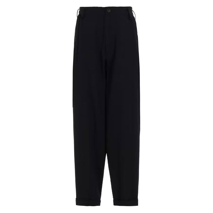 WOOL GABARDINE WAIST GATHERED PANTS