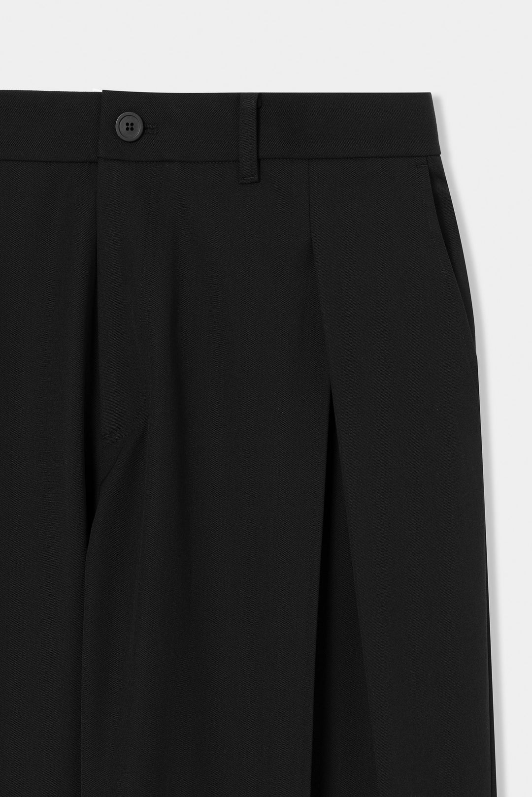 Black Side one-Tuck Wool Pants