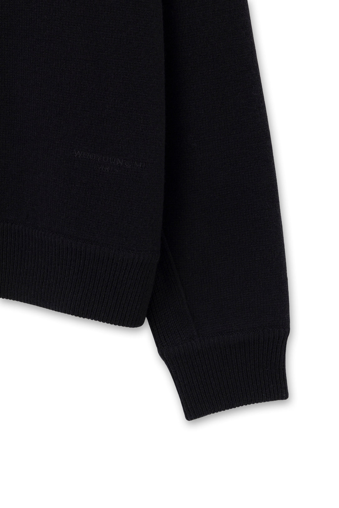 Black Round Neck Wool Cardigan