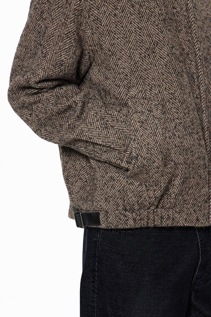 Brown Herringbone Blouson Jacket