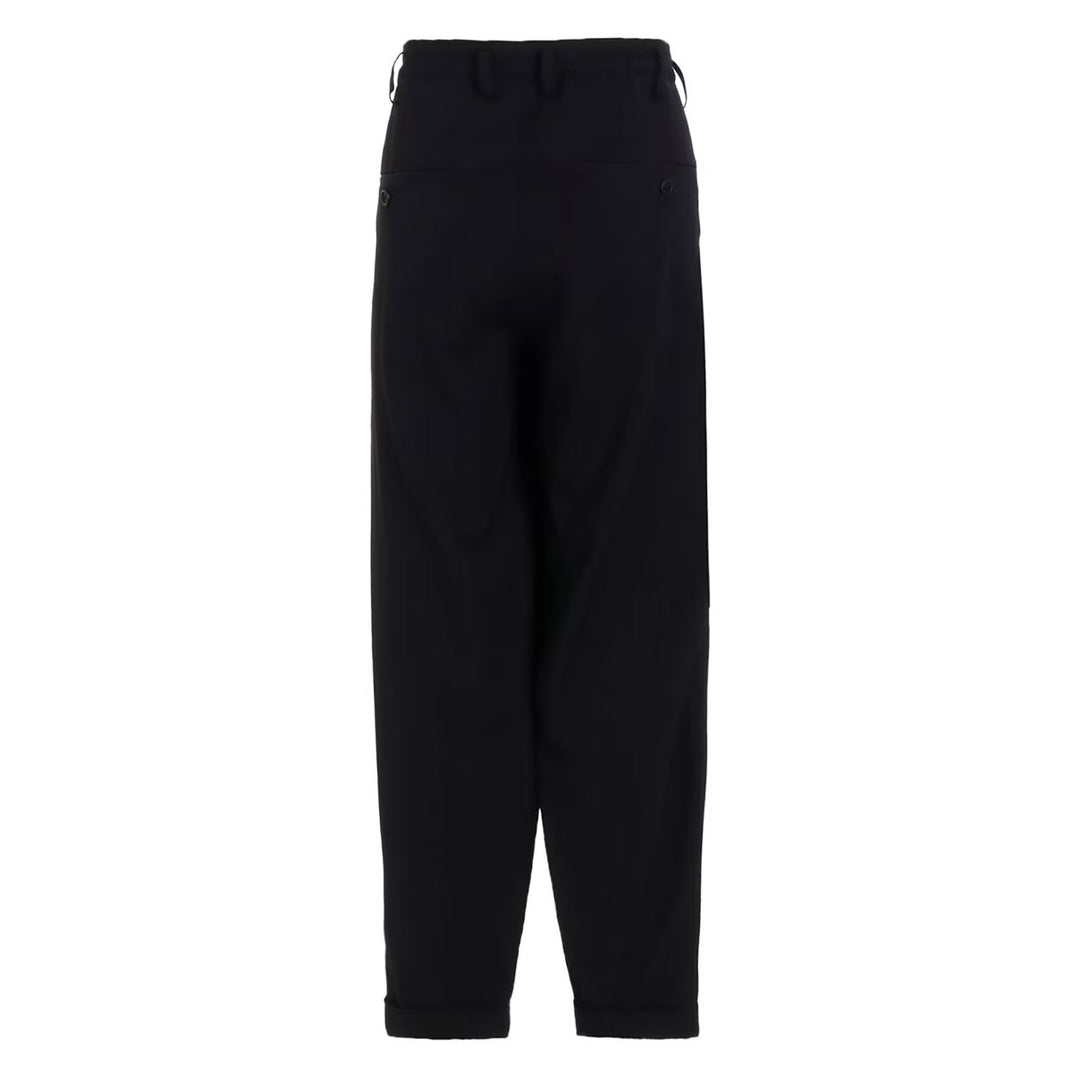 WOOL GABARDINE WAIST GATHERED PANTS