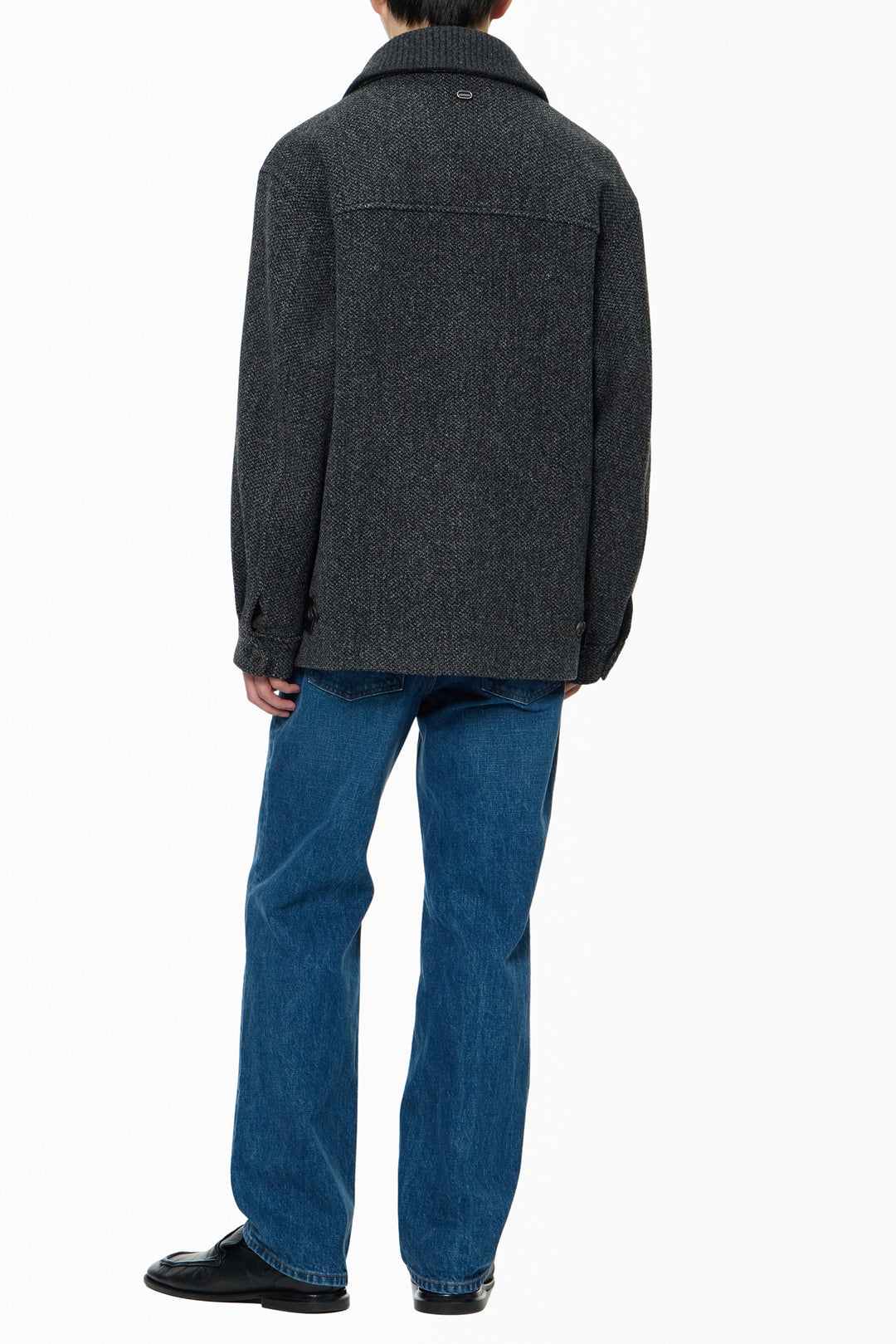 Gray Knit Collared Wool Jacket